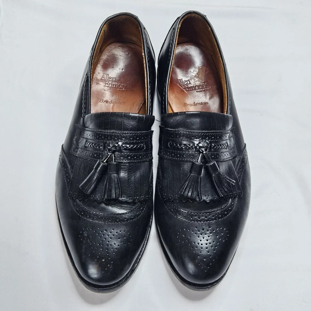 Allen Edmonds Bradenton Loafers Mens 11.5E Black Kiltie Tassel Brogue USA Made